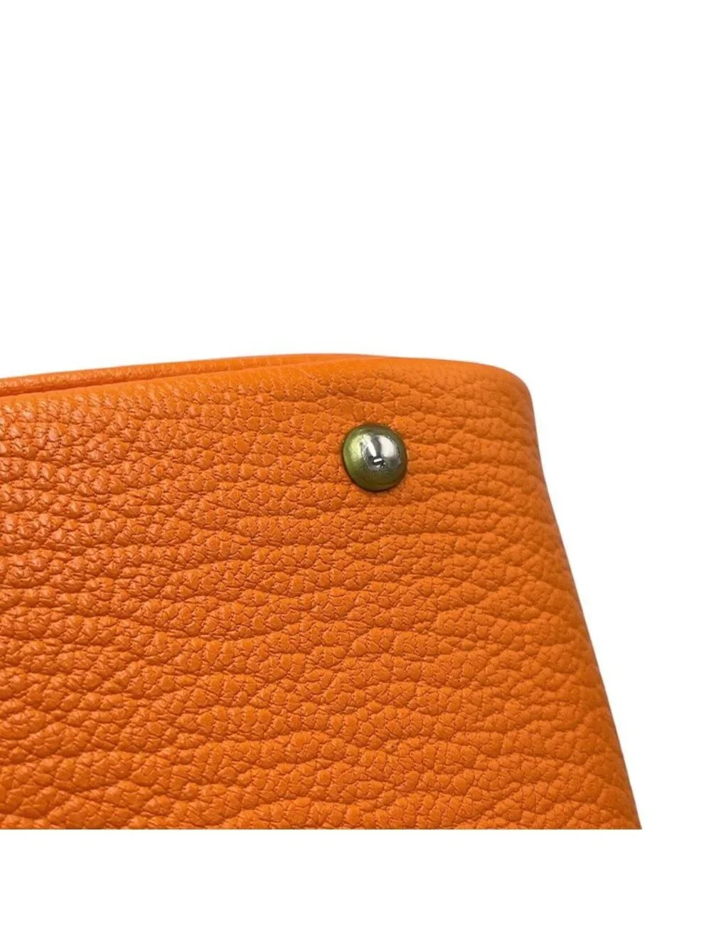 Hermes Handbag Plume Mini Orange Silver Chevre Mysore Bag